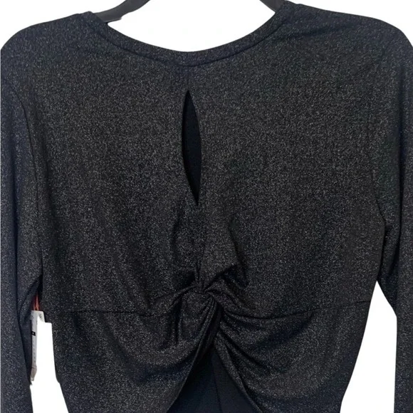 Nordstrom Open Edit Long Sleeve Cropped Knit Top Size Medium Open Back Holiday - Picture 4 of 9